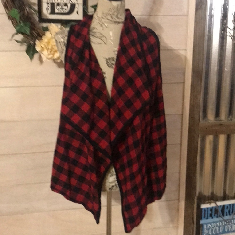 *TWENTY second red black sleeveless cardigan L